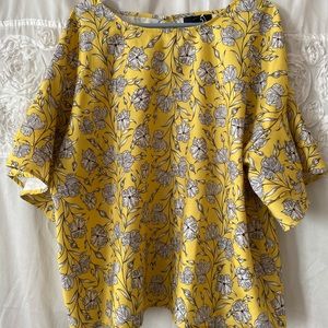 Ellos Yellow Floral Blouse Size 20